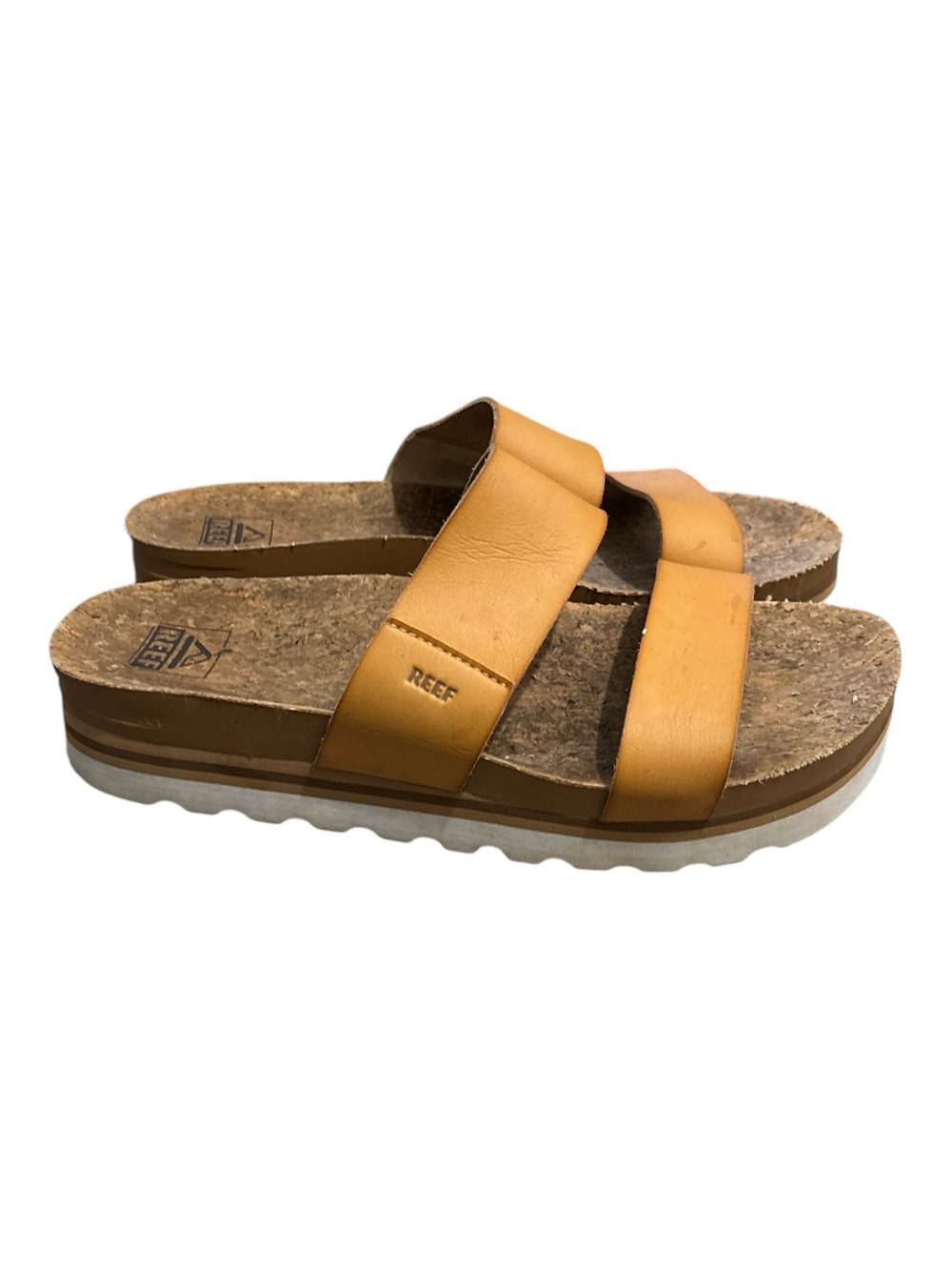 Reef Cushion Vista Hi Tan Double-strap Cork Slide Sandals 9